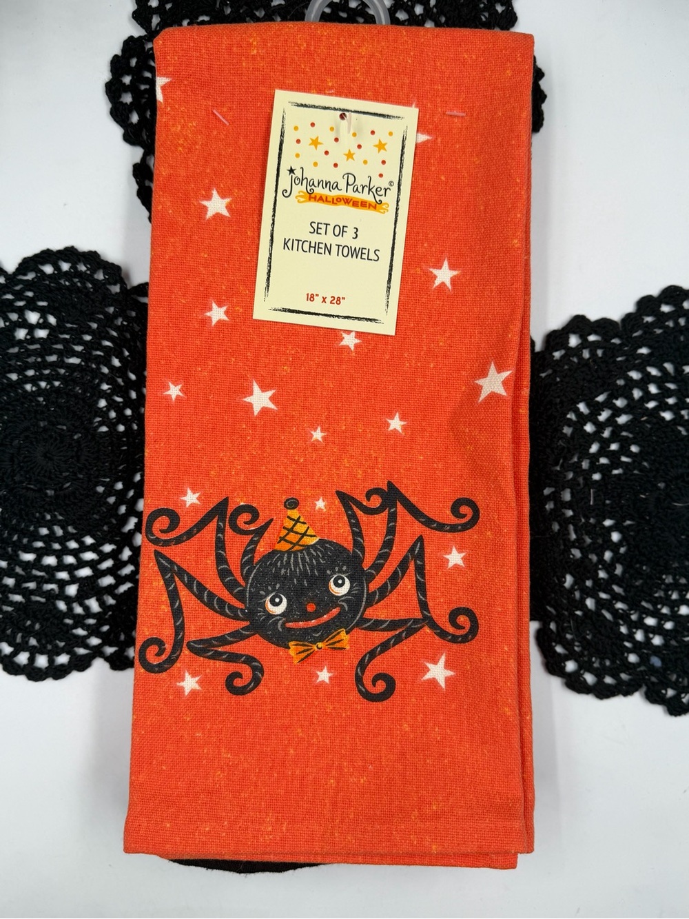 Johanna Parker Halloween Spider Kitchen Towels Set of 3 Orange Black 2026